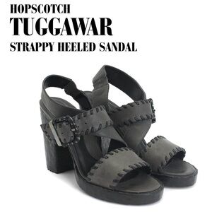 Fluevog Black Hopscotch Tuggawar Strappy Heeled Sandal